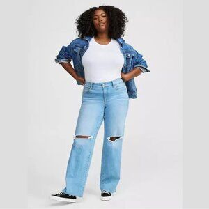 Torrid - Perfect Wide Leg Mid-Rise Jean in Ahoy There Blue Light Wash